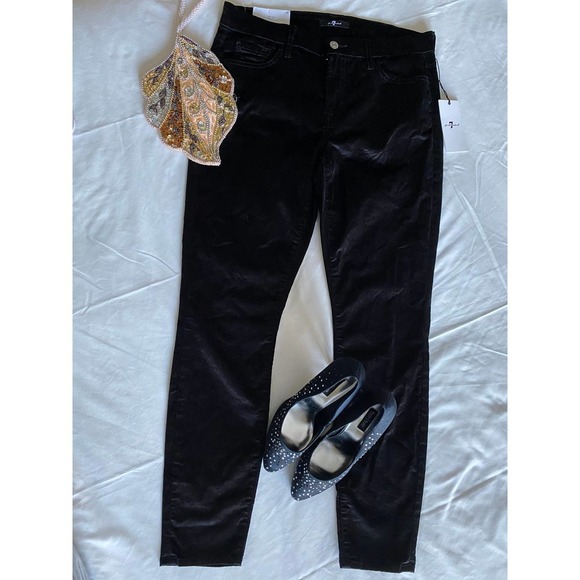 7ForAllMankind Velvet Ankle Skinny 31 Black Super Soft & Sexy! Rtl $189 - Picture 6 of 10